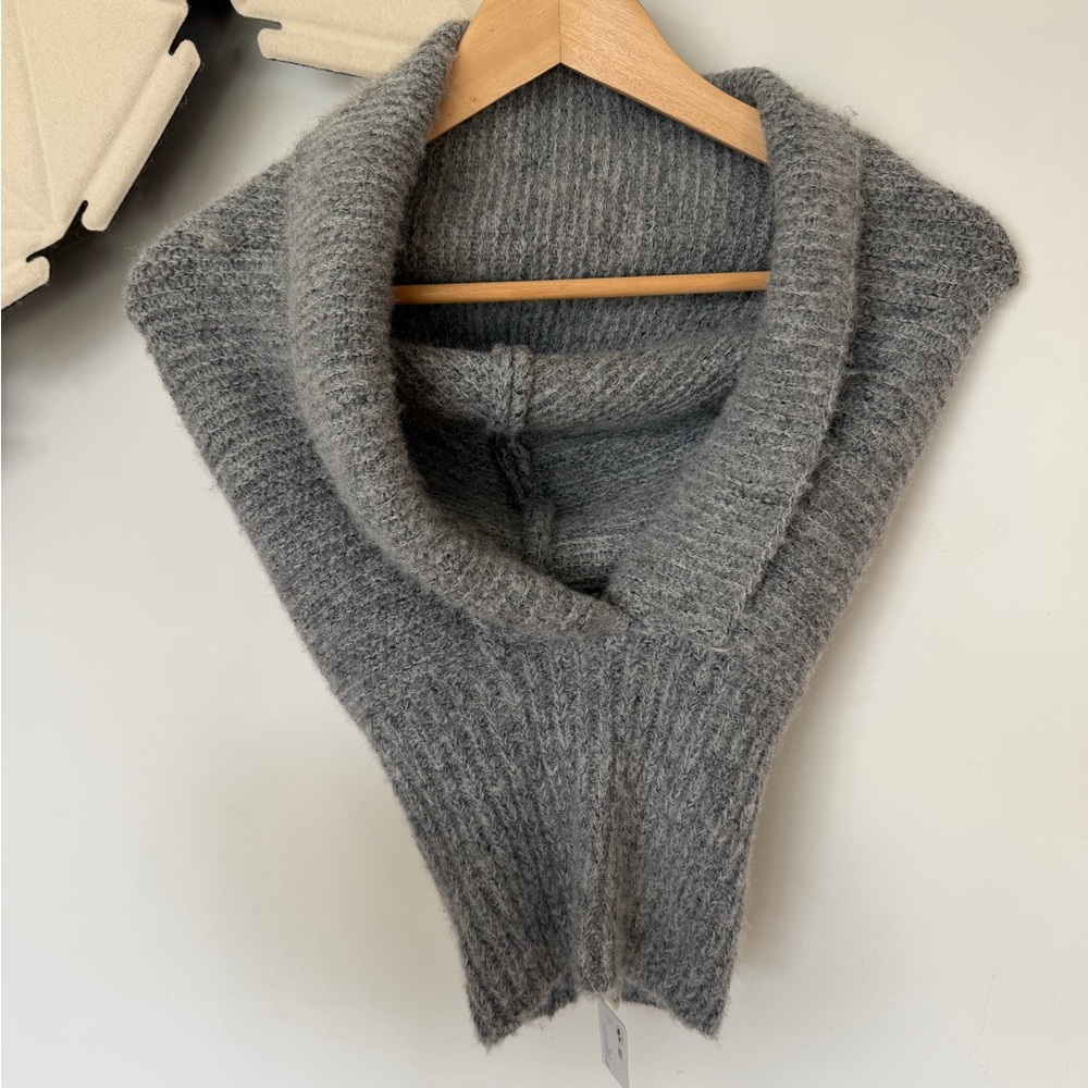 New free people gray knit hood cowel hat one size hood